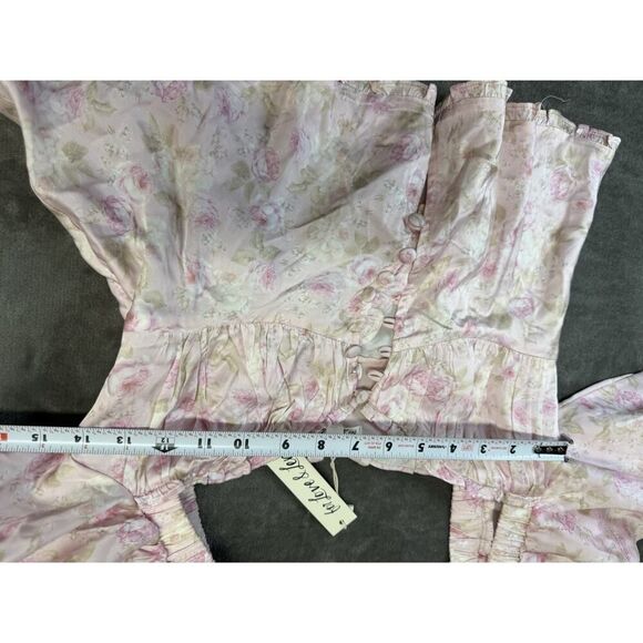 NWT For Love & Lemons Rhoda Pink Floral Puff Sleeve Blouse Size Small - Picture 10 of 12